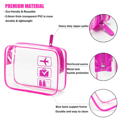 TSA Approved Toiletry Bag, 3 Pcs Clear Toiletries Bags Quart Size Travel Makeup Cosmetic Bag for Women Men, Carry on Airport Airline Compliant Bag (Black)