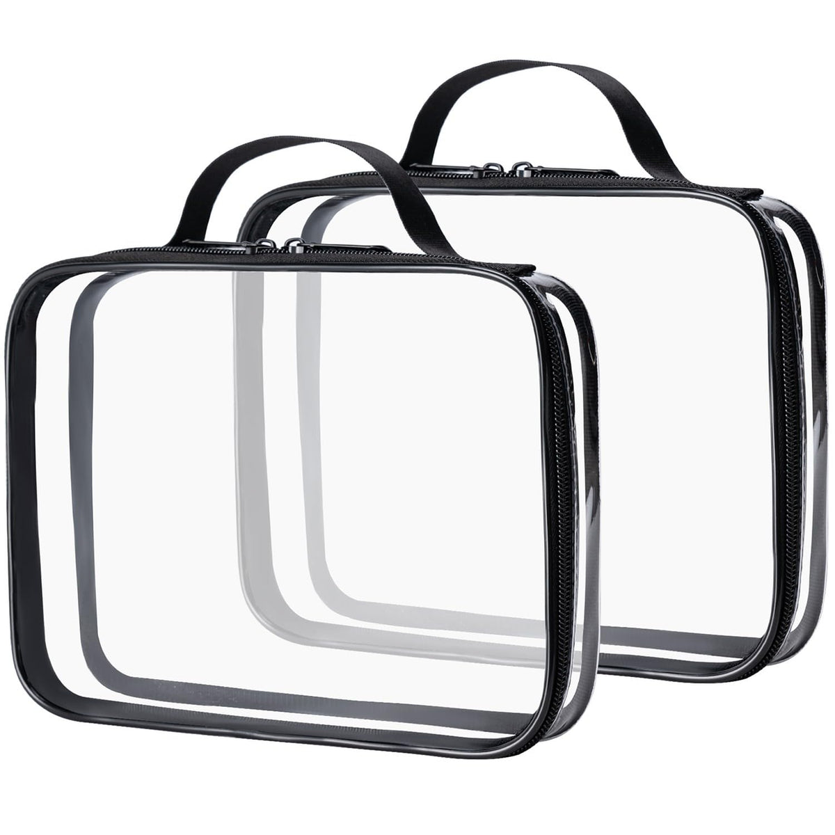 TSA Approved Toiletry Bag, 3 Pcs Clear Toiletries Bags Quart Size Travel Makeup Cosmetic Bag for Women Men, Carry on Airport Airline Compliant Bag (Black)