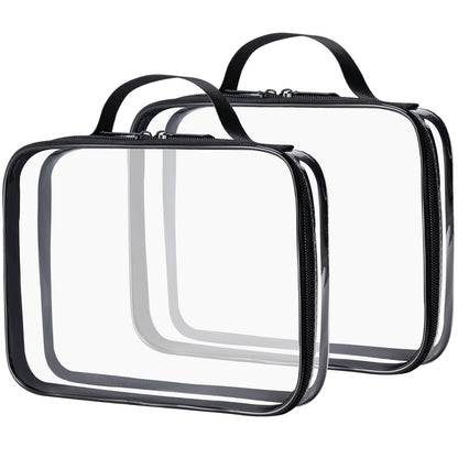 TSA Approved Toiletry Bag, 3 Pcs Clear Toiletries Bags Quart Size Travel Makeup Cosmetic Bag for Women Men, Carry on Airport Airline Compliant Bag (Black)