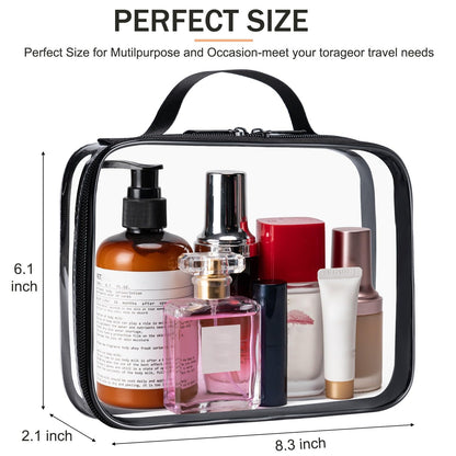 TSA Approved Toiletry Bag, 3 Pcs Clear Toiletries Bags Quart Size Travel Makeup Cosmetic Bag for Women Men, Carry on Airport Airline Compliant Bag (Black)