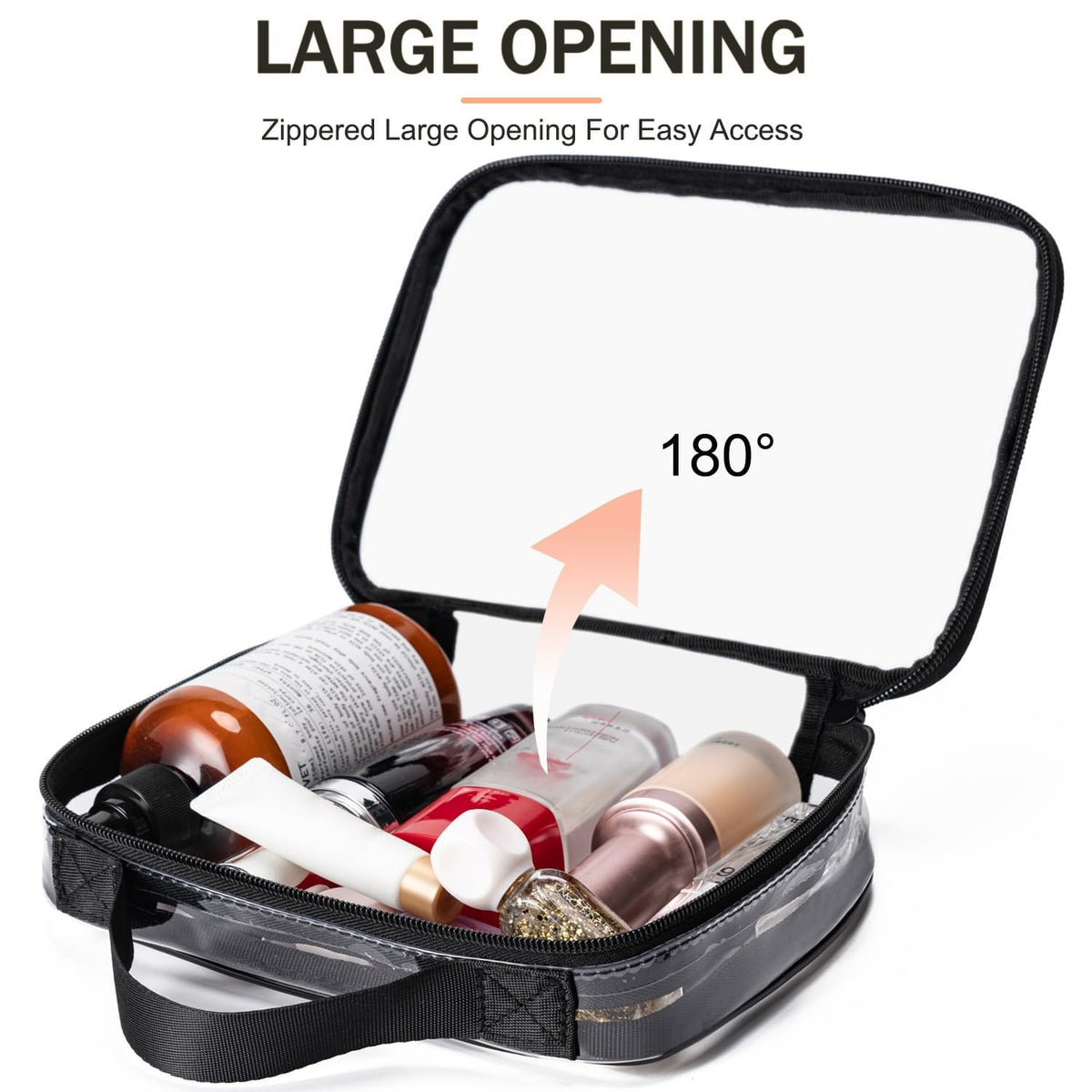 TSA Approved Toiletry Bag, 3 Pcs Clear Toiletries Bags Quart Size Travel Makeup Cosmetic Bag for Women Men, Carry on Airport Airline Compliant Bag (Black)