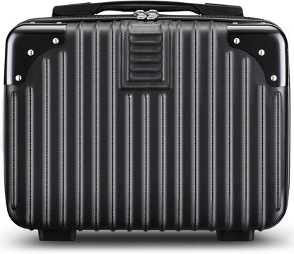 14 Inch Portable Makeup Travel Case Hand Luggage, Pressure-proof ABS Carrying Makeup Case Suitcase with Elastic Band, Small Hard Shell Cosmetic Case for Travel Camping Women Girl - Rose Gold