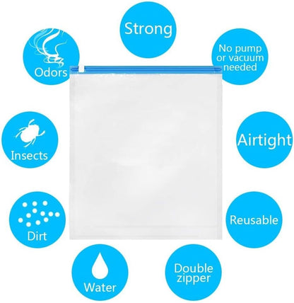 18 Pack Roll Up Space Saver Travel Storage Bags, No Vacuum Needed, 10 xl (30"x26"in) 8 Large (24"x16"in) Airtight Seal and Waterproof for Clothes, Blankets, Luggage Packing, Compression, Organizing