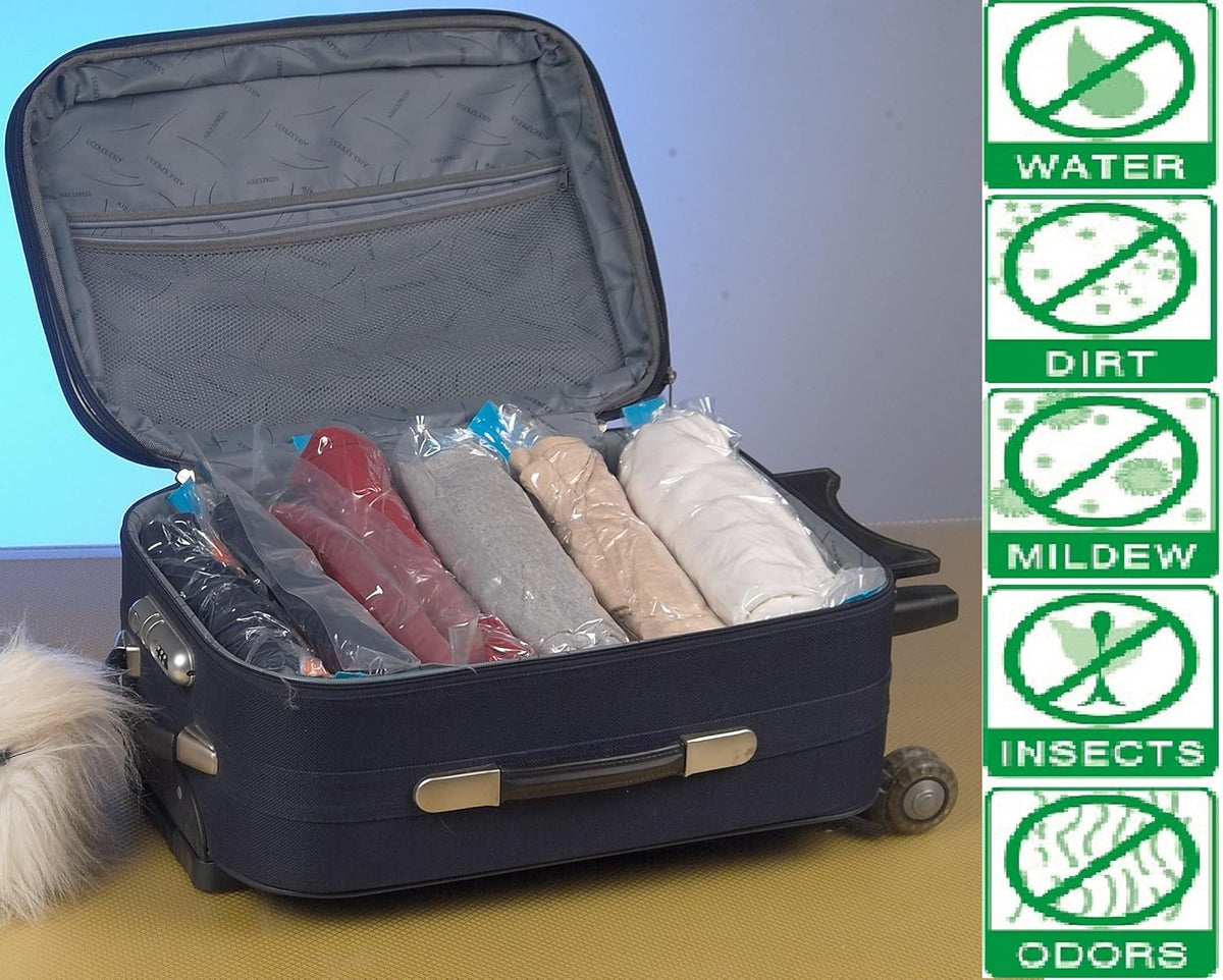 18 Pack Roll Up Space Saver Travel Storage Bags, No Vacuum Needed, 10 xl (30"x26"in) 8 Large (24"x16"in) Airtight Seal and Waterproof for Clothes, Blankets, Luggage Packing, Compression, Organizing