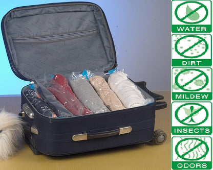 18 Pack Roll Up Space Saver Travel Storage Bags, No Vacuum Needed, 10 xl (30"x26"in) 8 Large (24"x16"in) Airtight Seal and Waterproof for Clothes, Blankets, Luggage Packing, Compression, Organizing