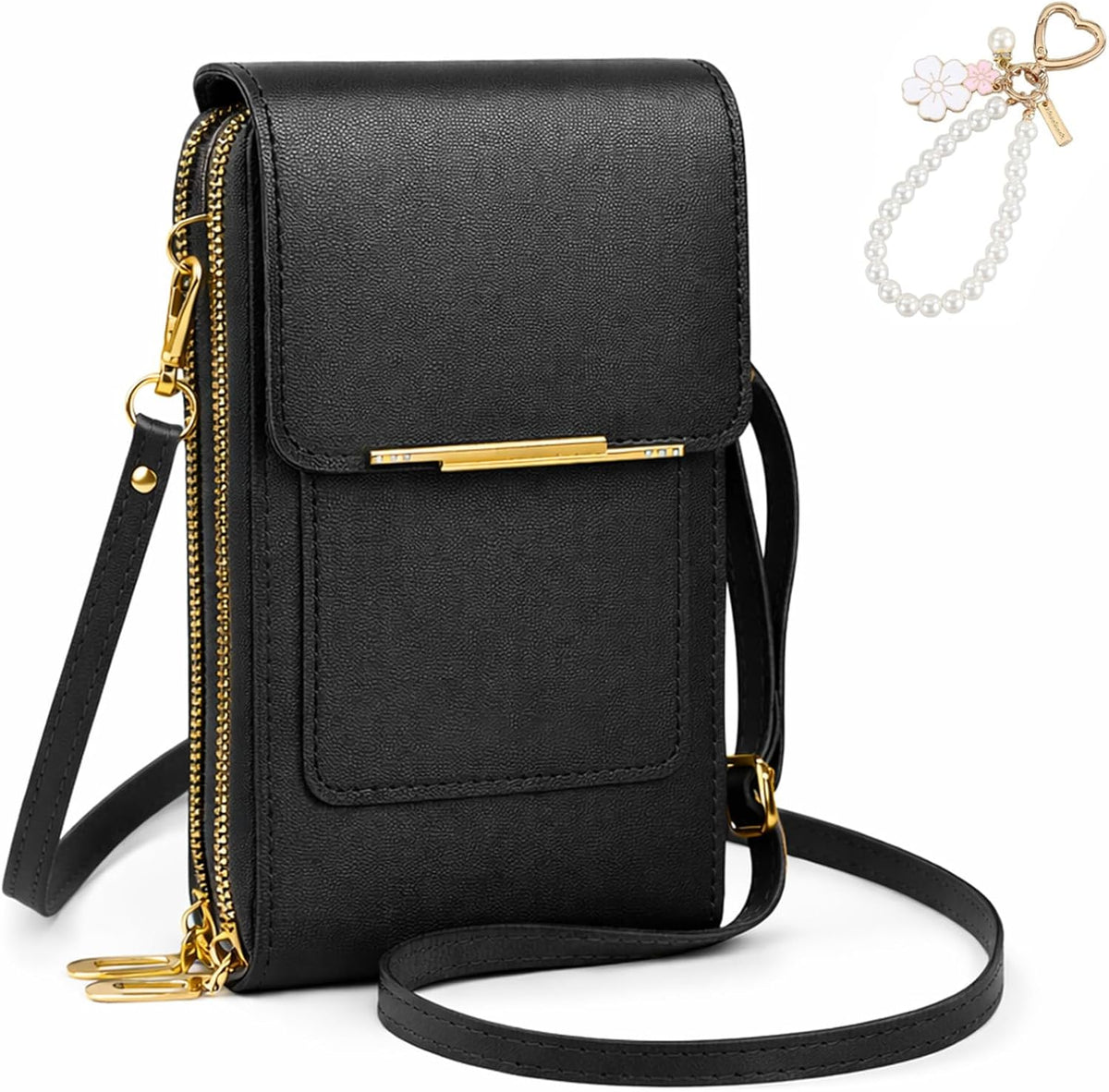 Anti Theft Leather Bag, Touchscreen Phone Crossbody Bag, Touch Screen Phone Purse with RFID Blocking Card Slots