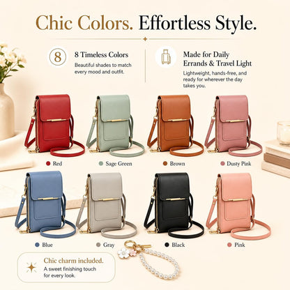 Anti Theft Leather Bag, Touchscreen Phone Crossbody Bag, Touch Screen Phone Purse with RFID Blocking Card Slots