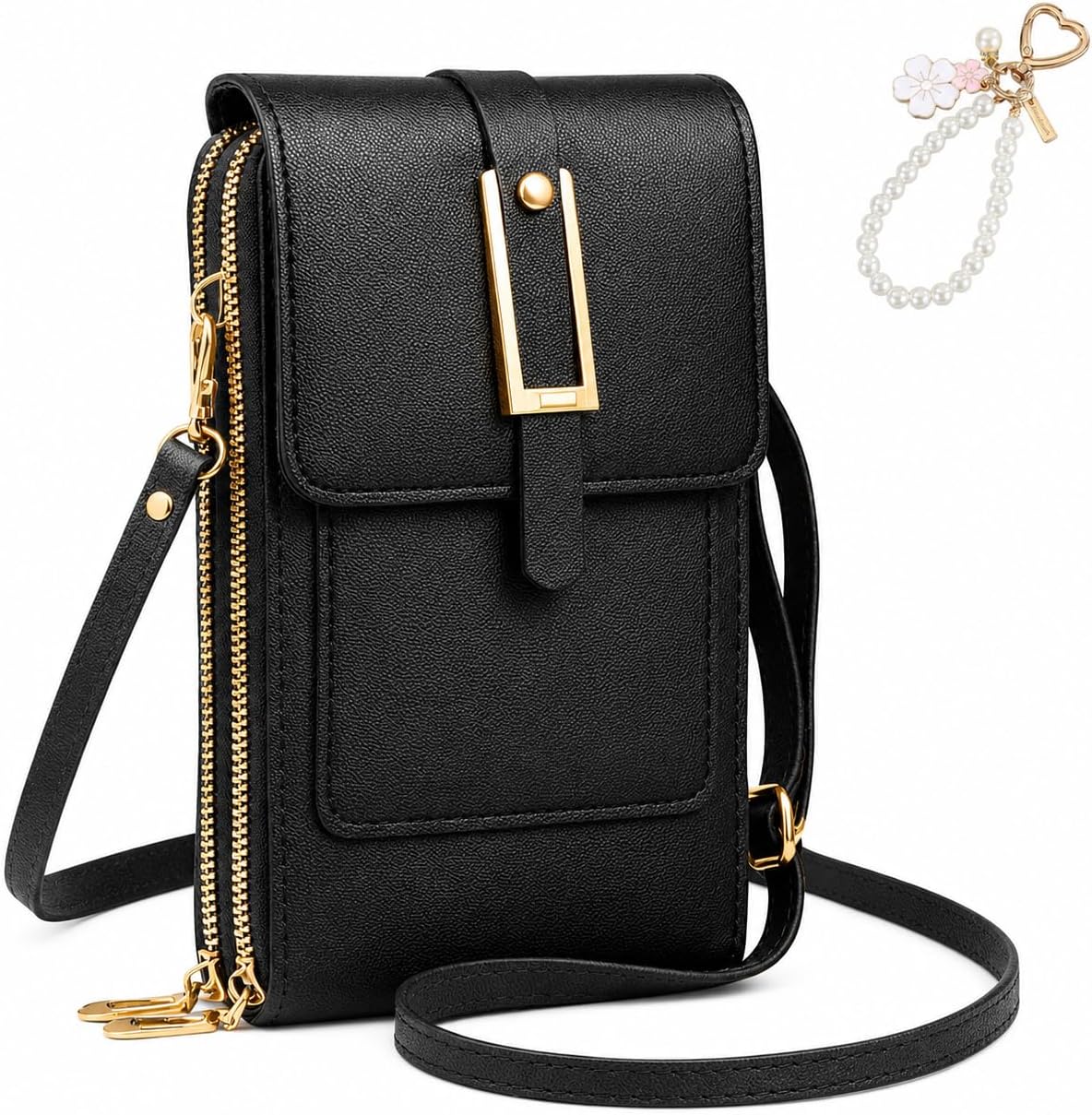 Anti Theft Leather Bag, Touchscreen Phone Crossbody Bag, Touch Screen Phone Purse with RFID Blocking Card Slots