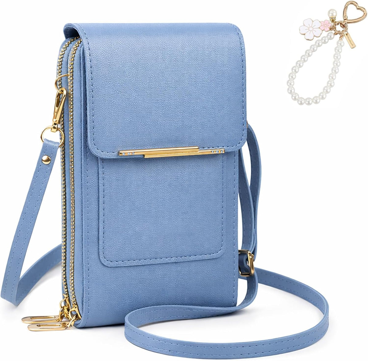 Anti Theft Leather Bag, Touchscreen Phone Crossbody Bag, Touch Screen Phone Purse with RFID Blocking Card Slots