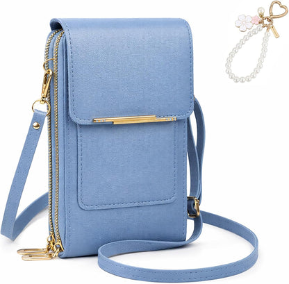 Anti Theft Leather Bag, Touchscreen Phone Crossbody Bag, Touch Screen Phone Purse with RFID Blocking Card Slots