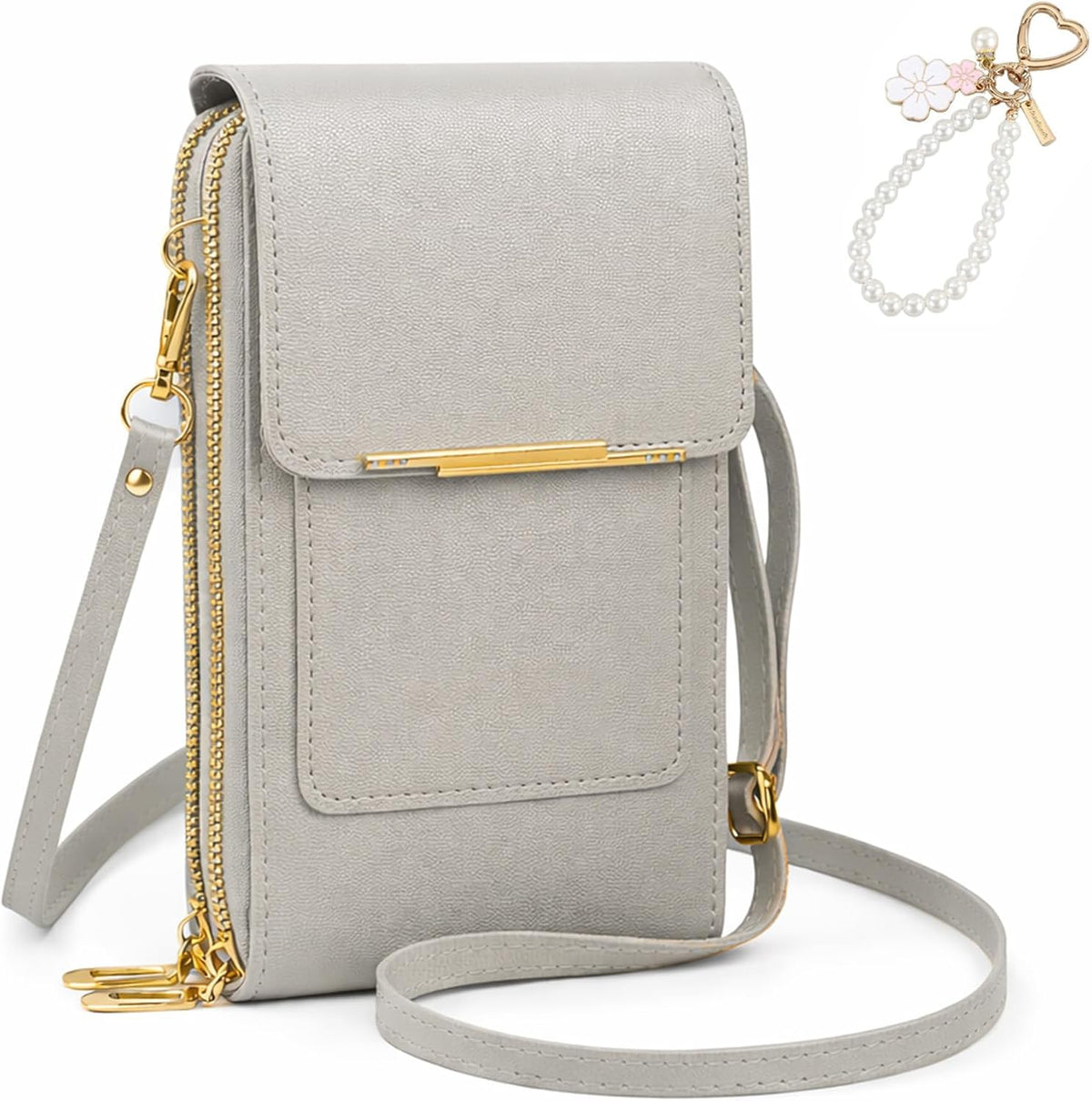 Anti Theft Leather Bag, Touchscreen Phone Crossbody Bag, Touch Screen Phone Purse with RFID Blocking Card Slots