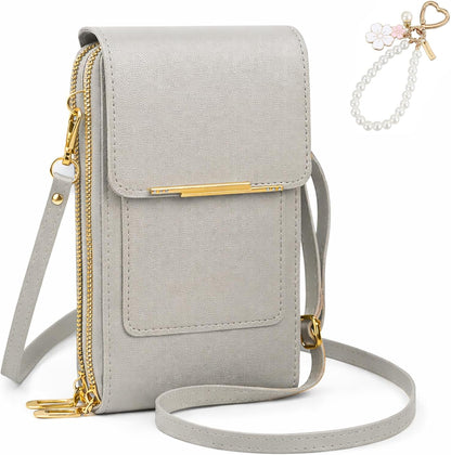 Anti Theft Leather Bag, Touchscreen Phone Crossbody Bag, Touch Screen Phone Purse with RFID Blocking Card Slots