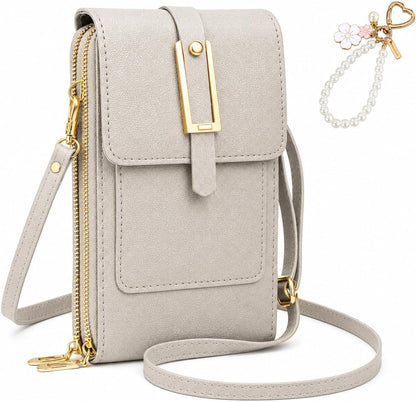 Anti Theft Leather Bag, Touchscreen Phone Crossbody Bag, Touch Screen Phone Purse with RFID Blocking Card Slots
