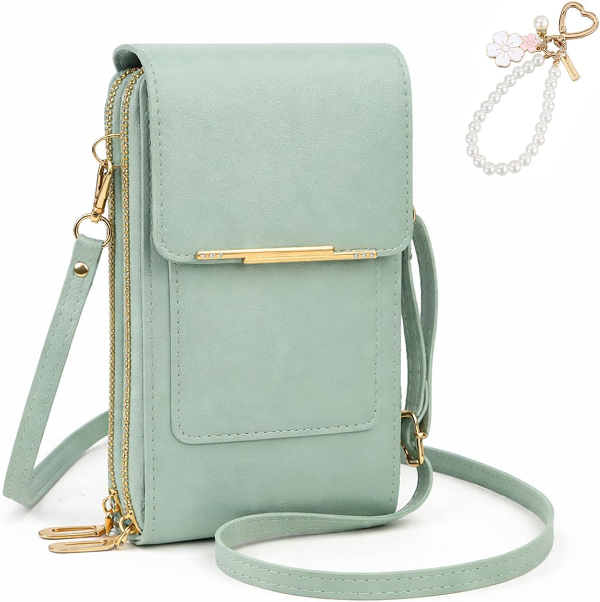 Anti Theft Leather Bag, Touchscreen Phone Crossbody Bag, Touch Screen Phone Purse with RFID Blocking Card Slots