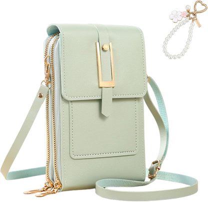 Anti Theft Leather Bag, Touchscreen Phone Crossbody Bag, Touch Screen Phone Purse with RFID Blocking Card Slots