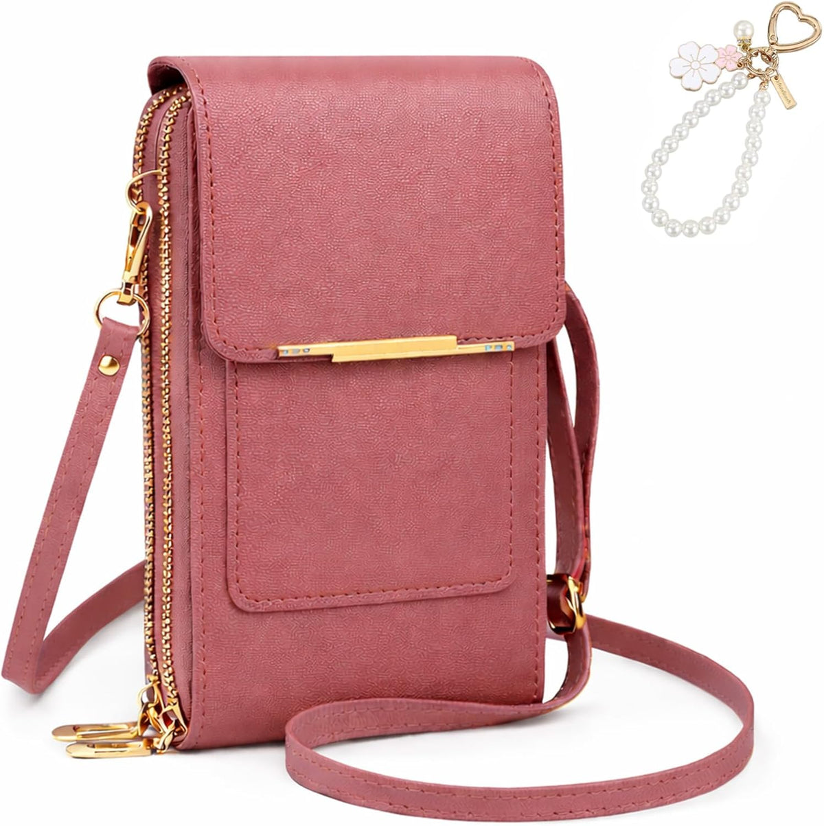 Anti Theft Leather Bag, Touchscreen Phone Crossbody Bag, Touch Screen Phone Purse with RFID Blocking Card Slots