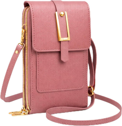 Anti Theft Leather Bag, Touchscreen Phone Crossbody Bag, Touch Screen Phone Purse with RFID Blocking Card Slots