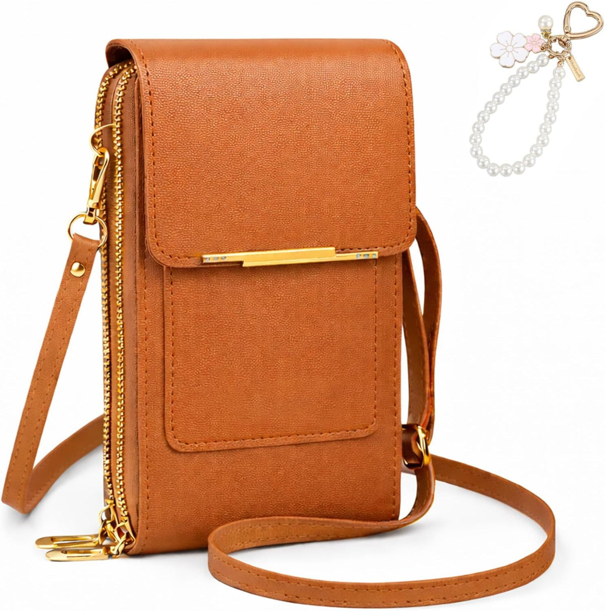 Anti Theft Leather Bag, Touchscreen Phone Crossbody Bag, Touch Screen Phone Purse with RFID Blocking Card Slots
