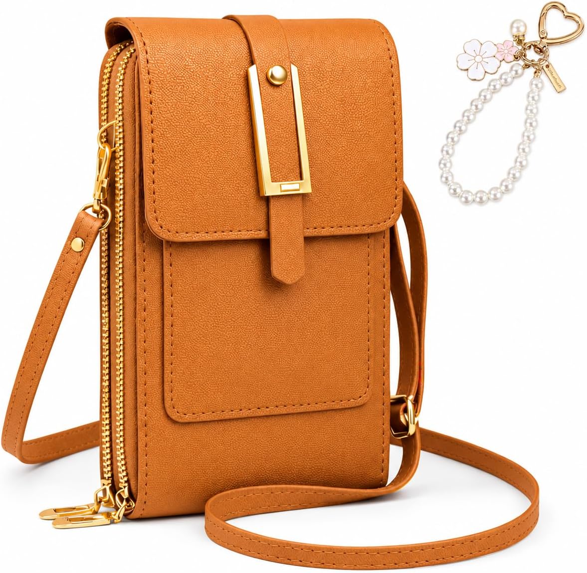 Anti Theft Leather Bag, Touchscreen Phone Crossbody Bag, Touch Screen Phone Purse with RFID Blocking Card Slots