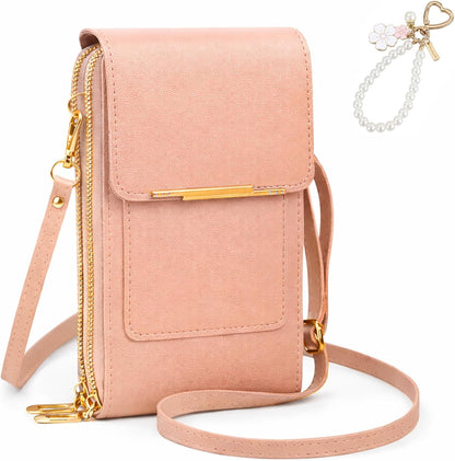 Anti Theft Leather Bag, Touchscreen Phone Crossbody Bag, Touch Screen Phone Purse with RFID Blocking Card Slots
