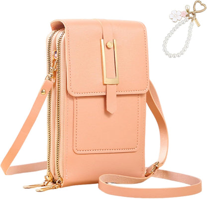 Anti Theft Leather Bag, Touchscreen Phone Crossbody Bag, Touch Screen Phone Purse with RFID Blocking Card Slots