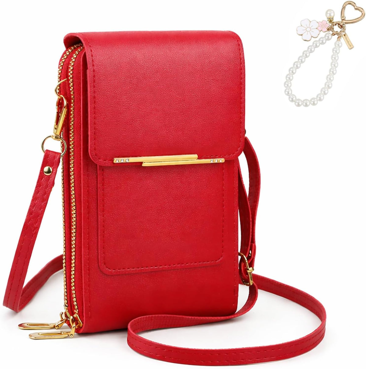 Anti Theft Leather Bag, Touchscreen Phone Crossbody Bag, Touch Screen Phone Purse with RFID Blocking Card Slots
