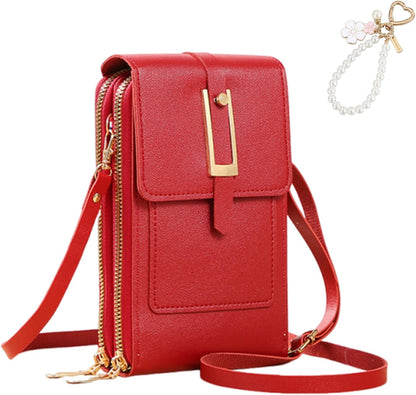 Anti Theft Leather Bag, Touchscreen Phone Crossbody Bag, Touch Screen Phone Purse with RFID Blocking Card Slots