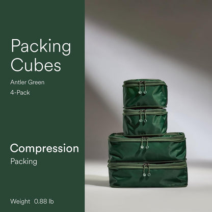 Compression Packing Cubes for Travel, Luggage Organiser for Suitcases or Bags, Travel Accessories, Set of 4, Mist Blue