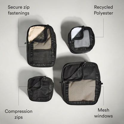 Compression Packing Cubes for Travel, Luggage Organiser for Suitcases or Bags, Travel Accessories, Set of 4, Mist Blue