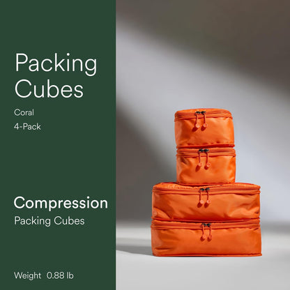 Compression Packing Cubes for Travel, Luggage Organiser for Suitcases or Bags, Travel Accessories, Set of 4, Mist Blue