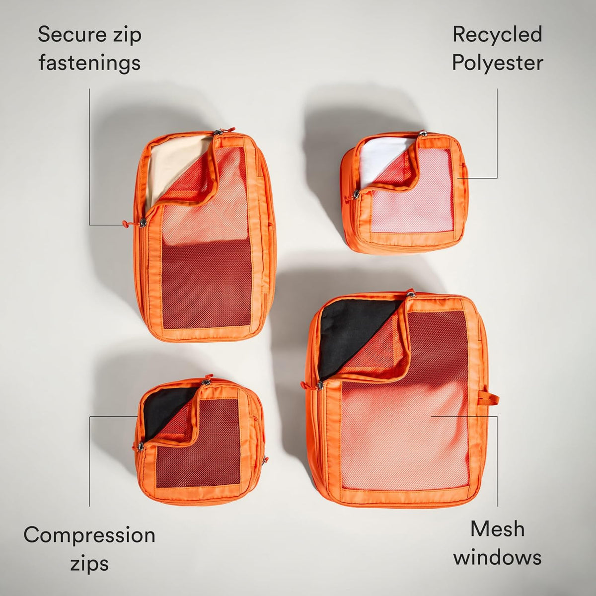 Compression Packing Cubes for Travel, Luggage Organiser for Suitcases or Bags, Travel Accessories, Set of 4, Mist Blue