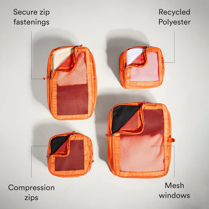 Compression Packing Cubes for Travel, Luggage Organiser for Suitcases or Bags, Travel Accessories, Set of 4, Mist Blue