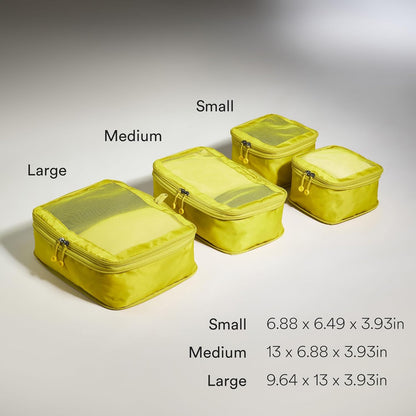 Compression Packing Cubes for Travel, Luggage Organiser for Suitcases or Bags, Travel Accessories, Set of 4, Mist Blue