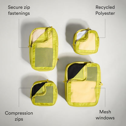 Compression Packing Cubes for Travel, Luggage Organiser for Suitcases or Bags, Travel Accessories, Set of 4, Mist Blue
