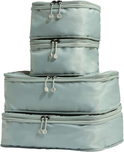 Compression Packing Cubes for Travel, Luggage Organiser for Suitcases or Bags, Travel Accessories, Set of 4, Mist Blue