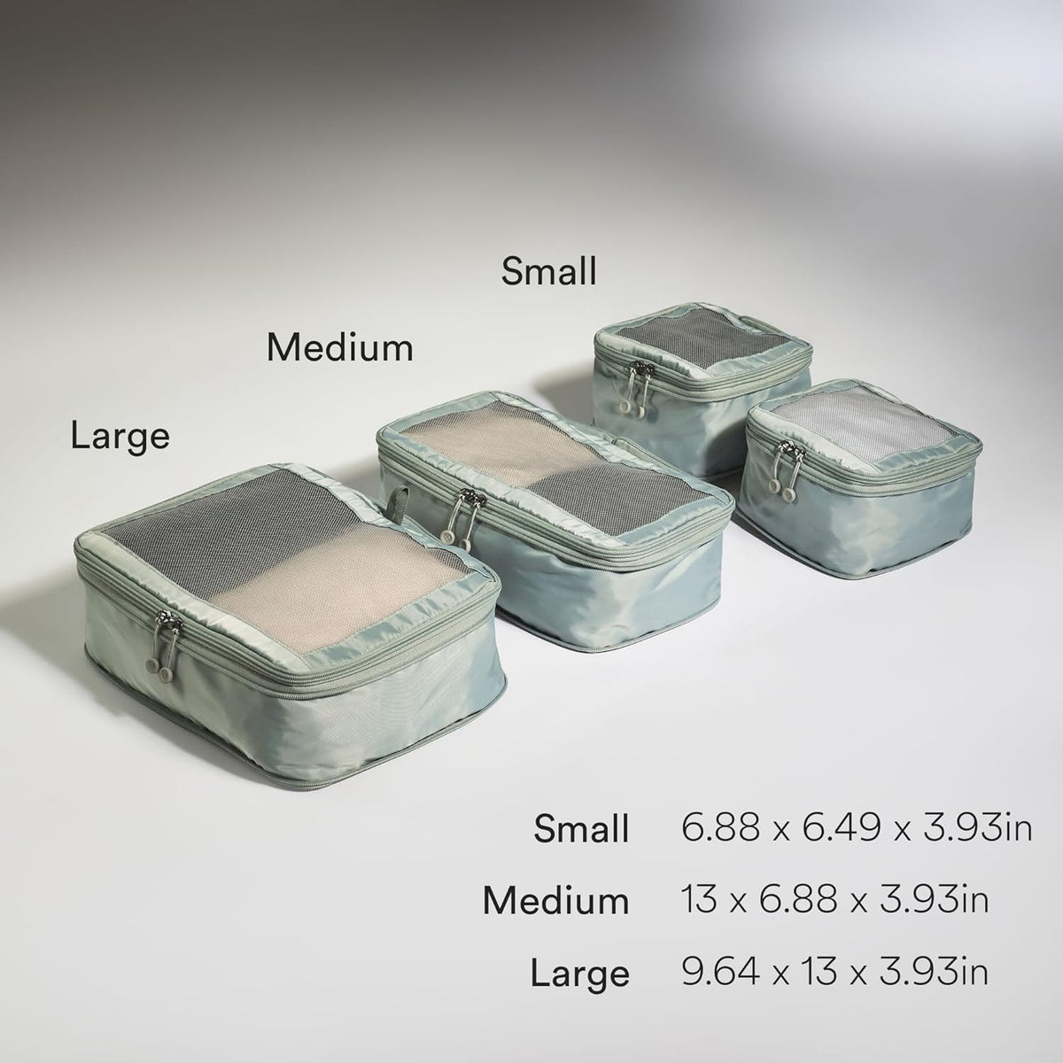 Compression Packing Cubes for Travel, Luggage Organiser for Suitcases or Bags, Travel Accessories, Set of 4, Mist Blue