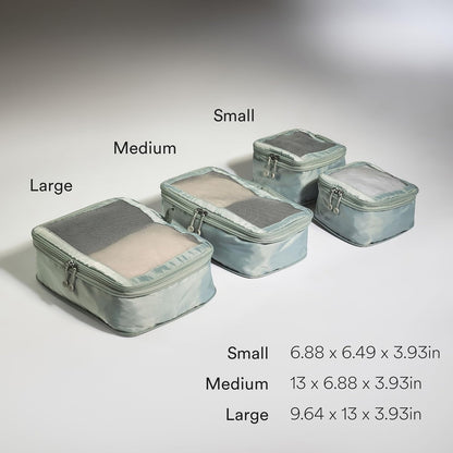 Compression Packing Cubes for Travel, Luggage Organiser for Suitcases or Bags, Travel Accessories, Set of 4, Mist Blue