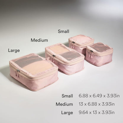 Compression Packing Cubes for Travel, Luggage Organiser for Suitcases or Bags, Travel Accessories, Set of 4, Mist Blue
