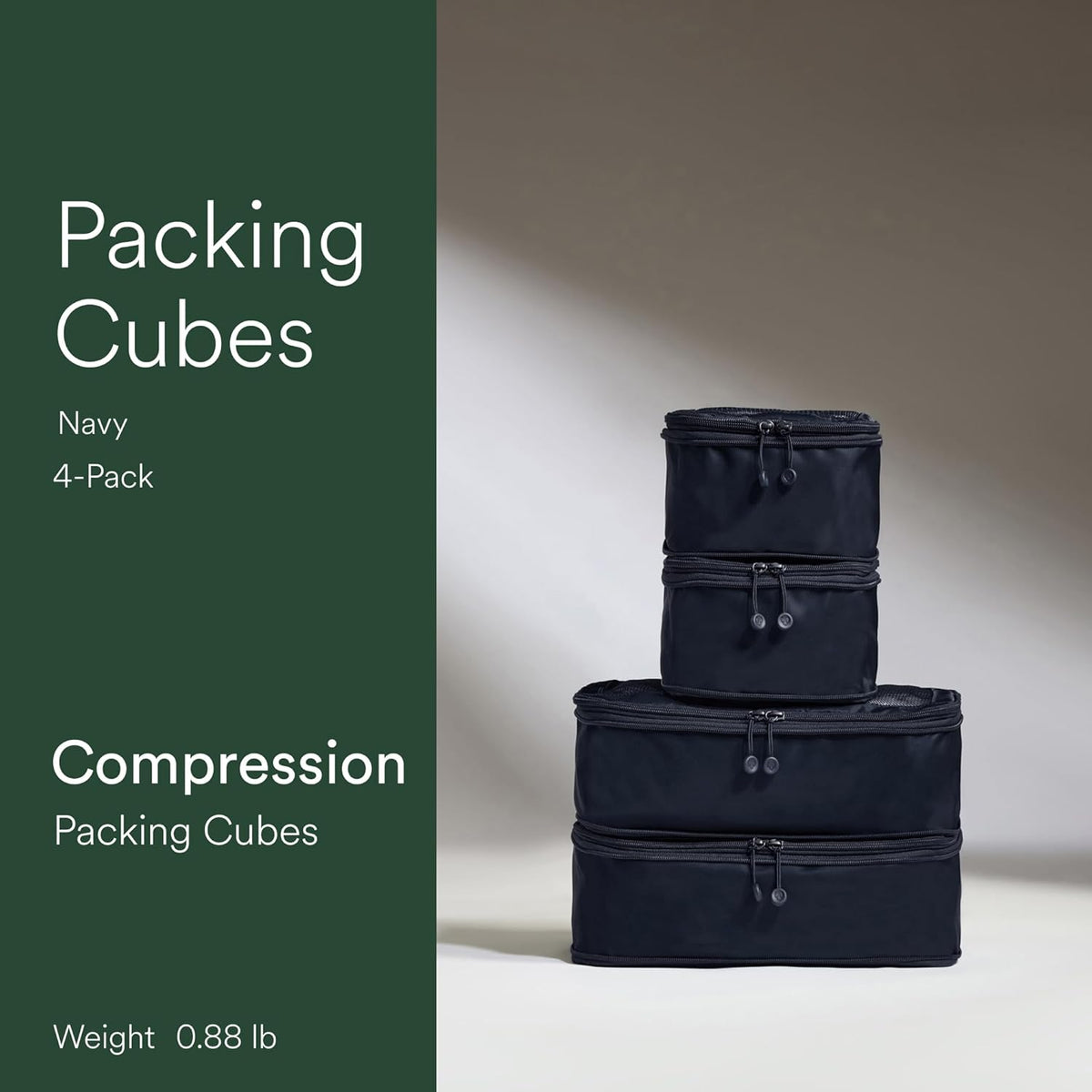 Compression Packing Cubes for Travel, Luggage Organiser for Suitcases or Bags, Travel Accessories, Set of 4, Mist Blue