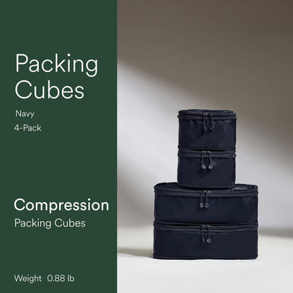 Compression Packing Cubes for Travel, Luggage Organiser for Suitcases or Bags, Travel Accessories, Set of 4, Mist Blue
