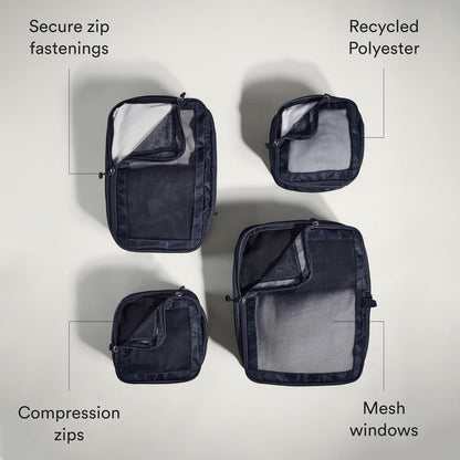 Compression Packing Cubes for Travel, Luggage Organiser for Suitcases or Bags, Travel Accessories, Set of 4, Mist Blue