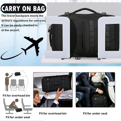 Carry On Backpack, Large Tactical Travel Backpack Airplane Approved Weekender Bag for Men, Water Resistant Lightweight Suitcase Luggage Backpack, 17" Laptop Daypack for Flight, Travel