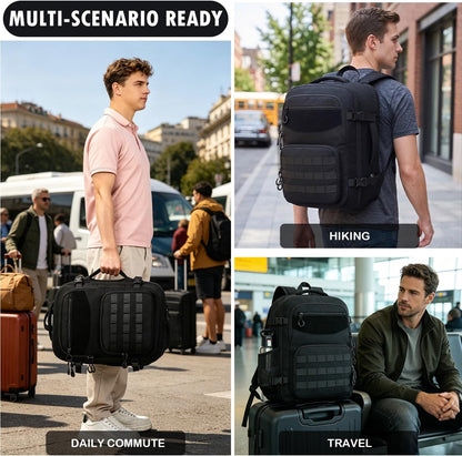 Carry On Backpack, Large Tactical Travel Backpack Airplane Approved Weekender Bag for Men, Water Resistant Lightweight Suitcase Luggage Backpack, 17" Laptop Daypack for Flight, Travel