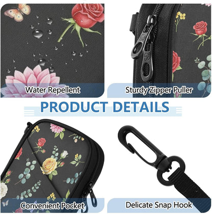 Flower Leaves Eucalyptus Black Passport Holder for Travel Wallet | Water Resistant Family Travel Document Pouch Credit Card Clutch Bag for Women Men