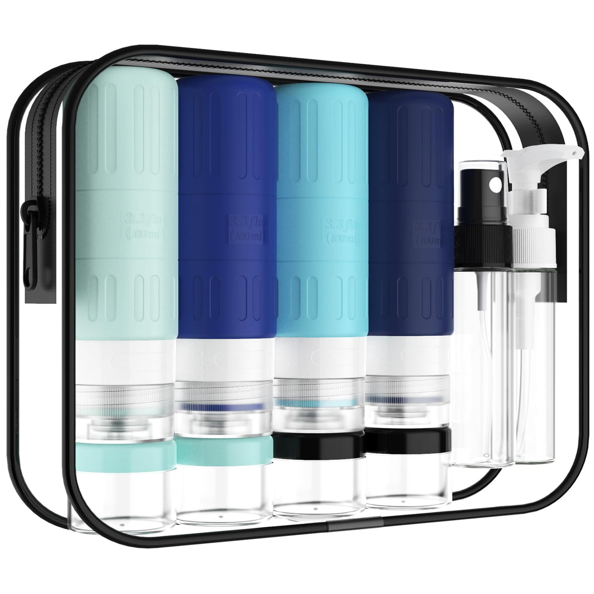 Travel Bottles for Toiletries,TSA Approved 3.3oz Size LeakProof Silicone Toiletry Containers for Shampoo, Conditioner,Easy to Squeeze，Portable Travel Essentials for Lotion(18 Pack) Green