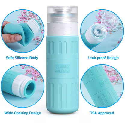 Travel Bottles for Toiletries,TSA Approved 3.3oz Size LeakProof Silicone Toiletry Containers for Shampoo, Conditioner,Easy to Squeeze，Portable Travel Essentials for Lotion(18 Pack) Green