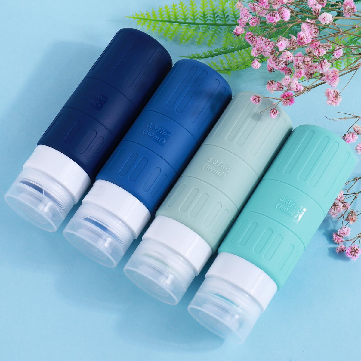 Travel Bottles for Toiletries,TSA Approved 3.3oz Size LeakProof Silicone Toiletry Containers for Shampoo, Conditioner,Easy to Squeeze，Portable Travel Essentials for Lotion(18 Pack) Green