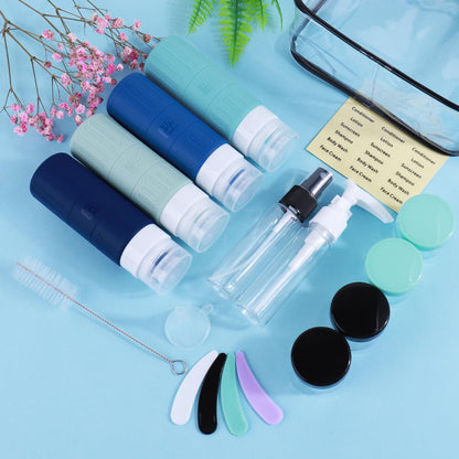 Travel Bottles for Toiletries,TSA Approved 3.3oz Size LeakProof Silicone Toiletry Containers for Shampoo, Conditioner,Easy to Squeeze，Portable Travel Essentials for Lotion(18 Pack) Green