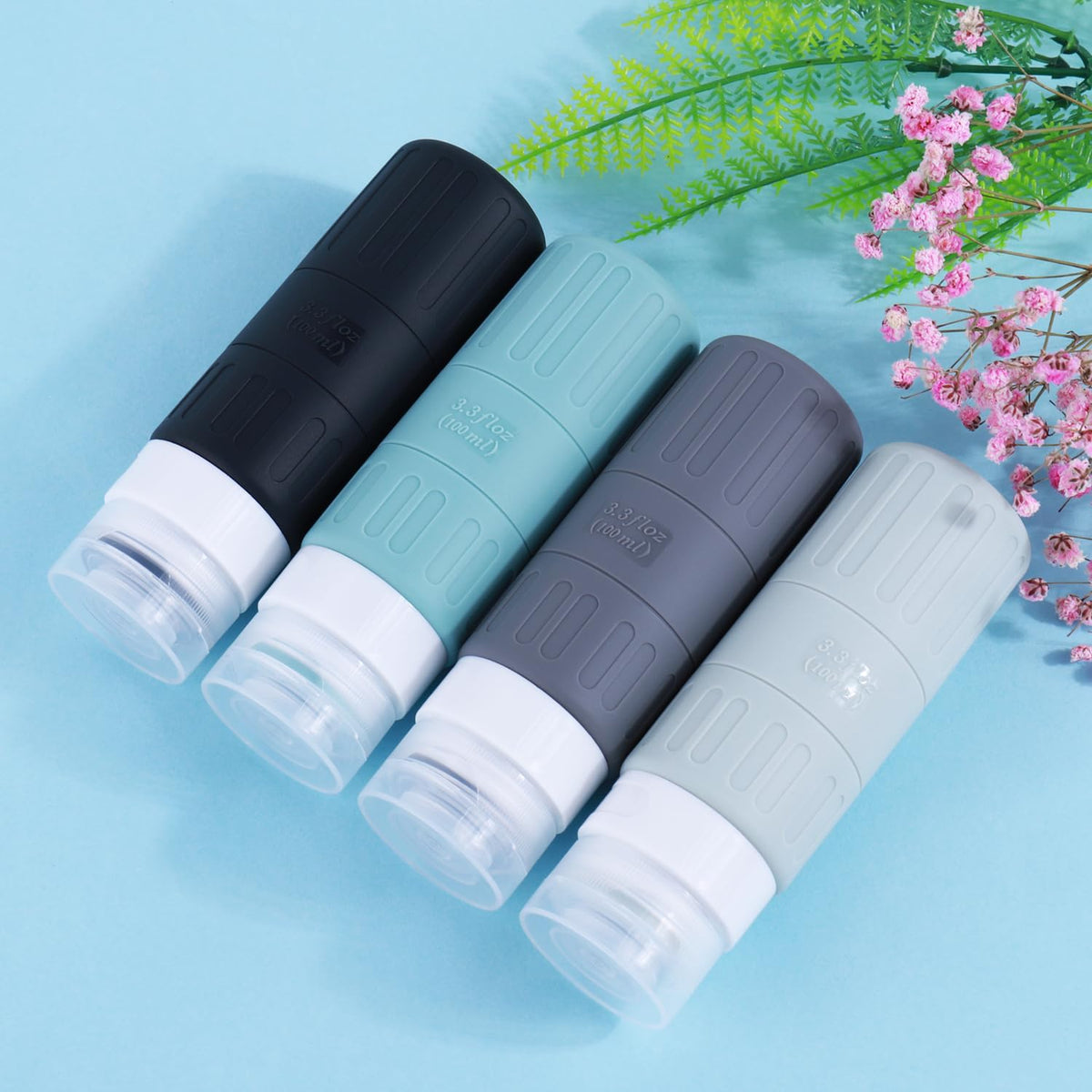 Travel Bottles for Toiletries,TSA Approved 3.3oz Size LeakProof Silicone Toiletry Containers for Shampoo, Conditioner,Easy to Squeeze，Portable Travel Essentials for Lotion(18 Pack) Green
