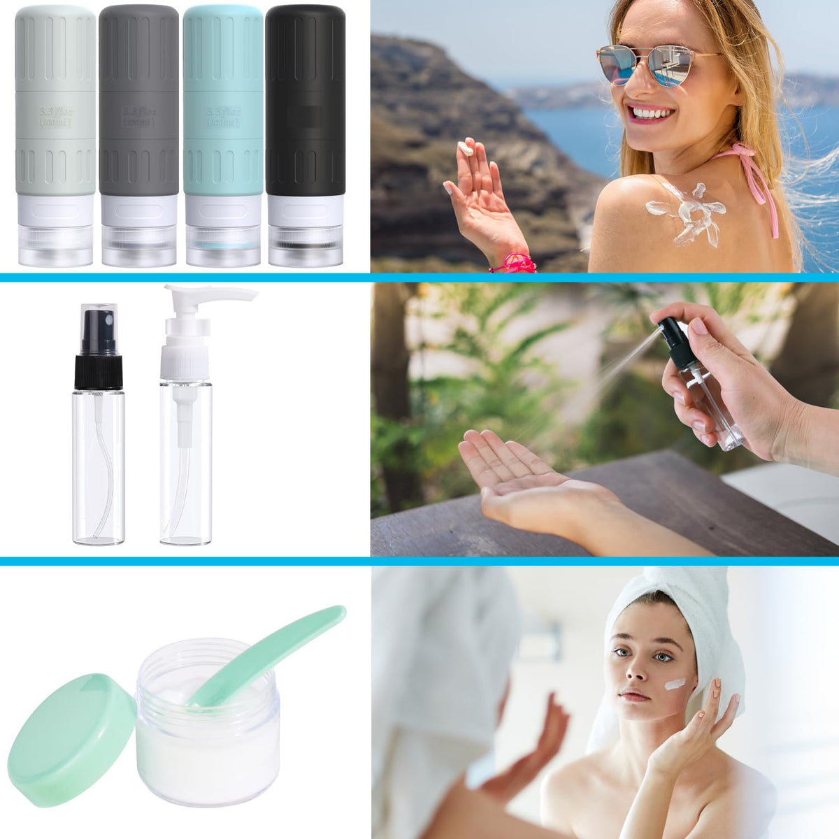 Travel Bottles for Toiletries,TSA Approved 3.3oz Size LeakProof Silicone Toiletry Containers for Shampoo, Conditioner,Easy to Squeeze，Portable Travel Essentials for Lotion(18 Pack) Green
